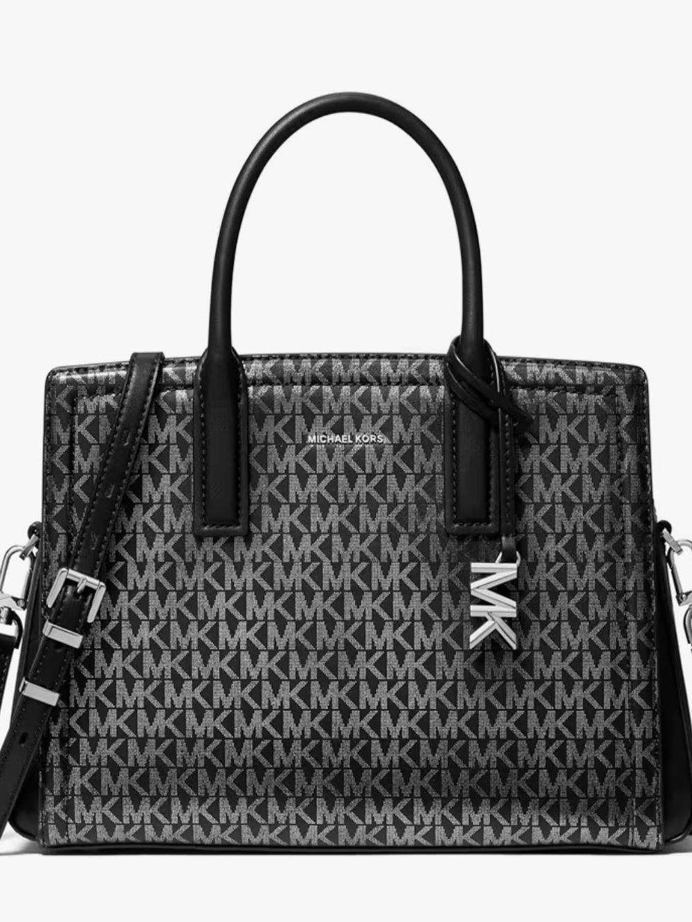 Michael Kors Black/White Signature MK Top-Handle Satchel NWT